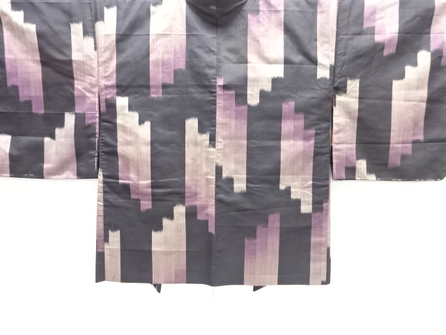 JAPANESE KIMONO / ANTIQUE TAISHO ROMAN ABSTRACT PATTERN WEAVING MEISEN